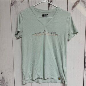 Carhartt Relaxed Fit V-Neck Logo Tee Women’s Medium Mint Green GUC